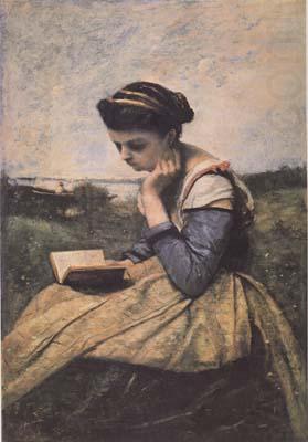 Liseuse dans la campagne (mk11), Jean Baptiste Camille  Corot